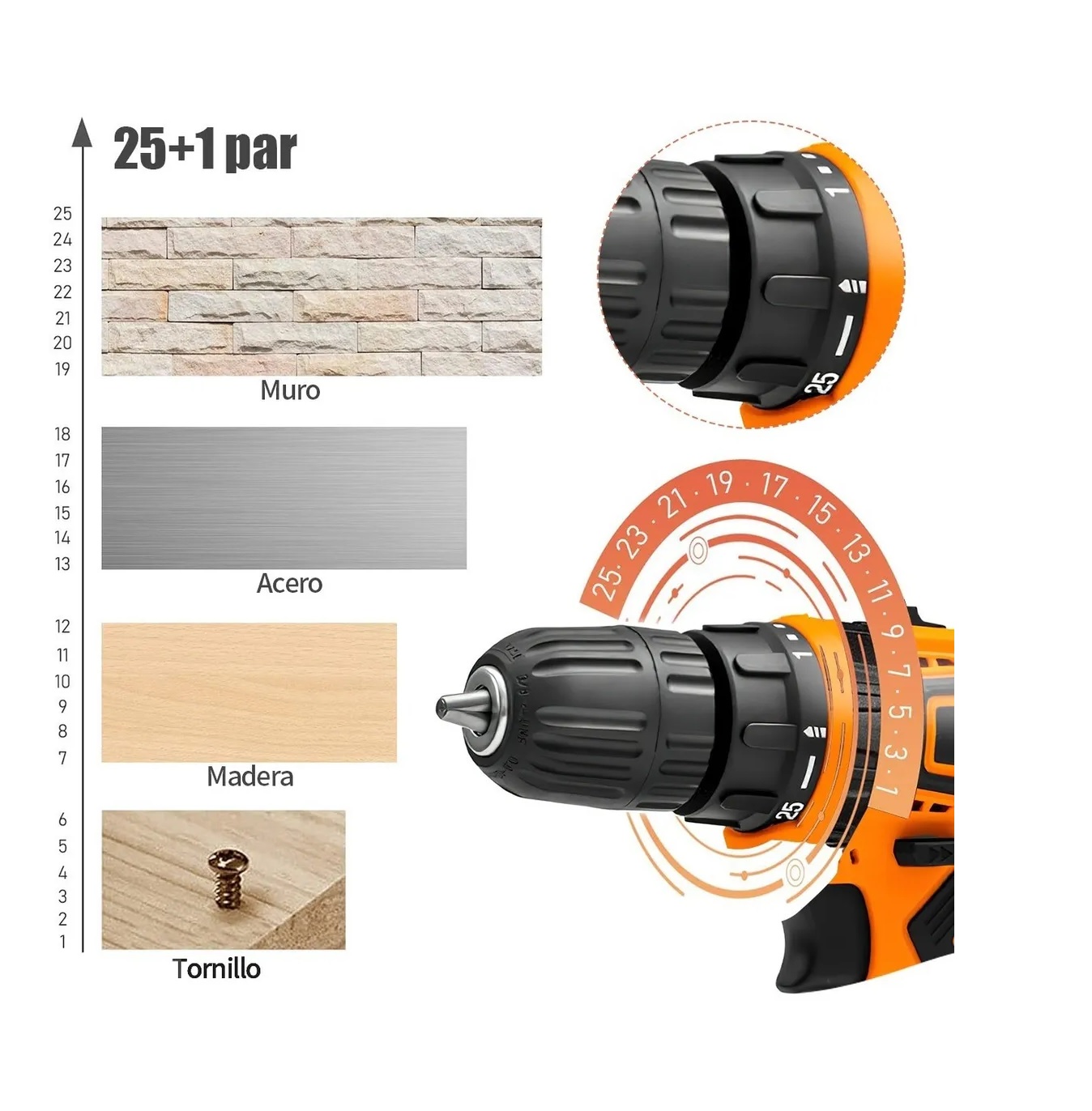 Kit Destornillador Taladro Eléctrico Atornillador Inalambrico