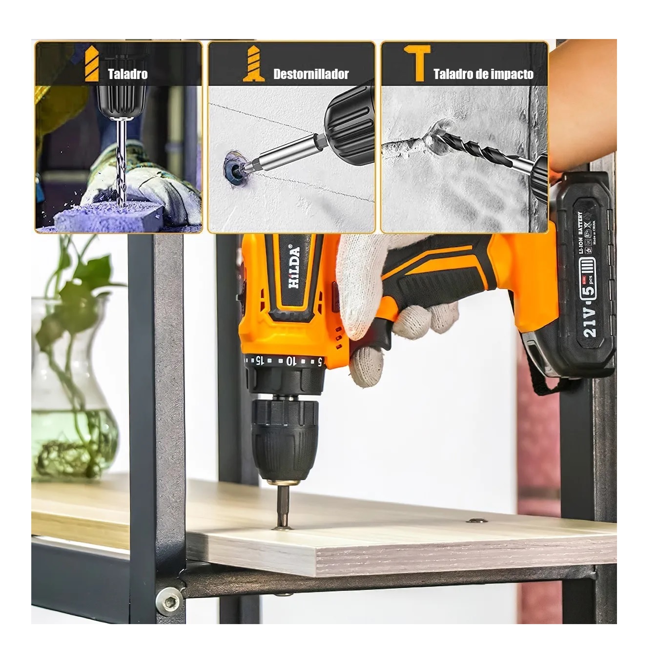 Kit Destornillador Taladro Eléctrico Atornillador Inalambrico