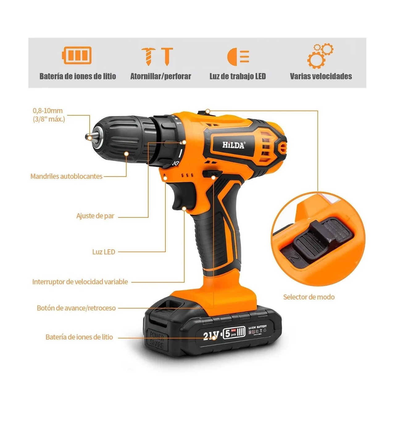 Kit Destornillador Taladro Eléctrico Atornillador Inalambrico