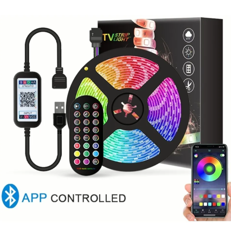 Tiras De Luces Led Rgb De 5 M Con Bluetooth/control Por App.