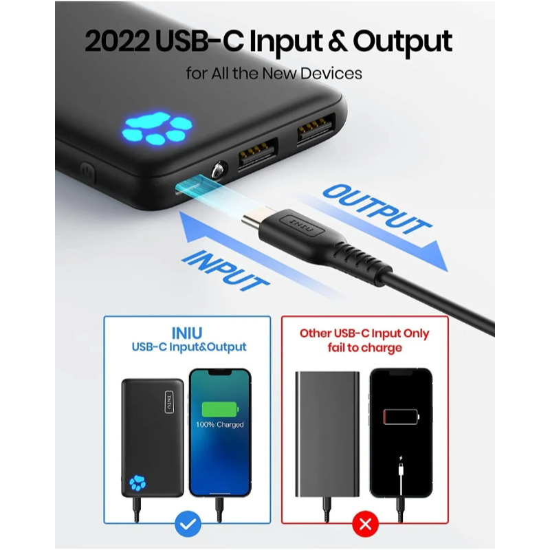 Bateria Portatil Power Bank Cargador Iniu 10000 Mha Linterna