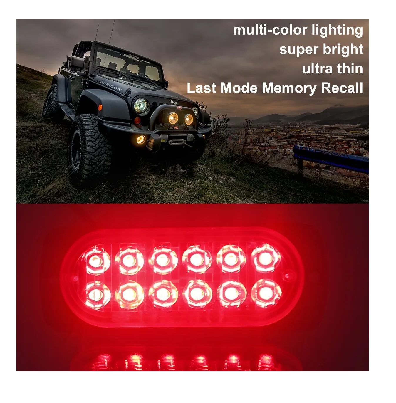 Duo Barra Rojo Led Lateral Faro Auto Moto 12 Funci