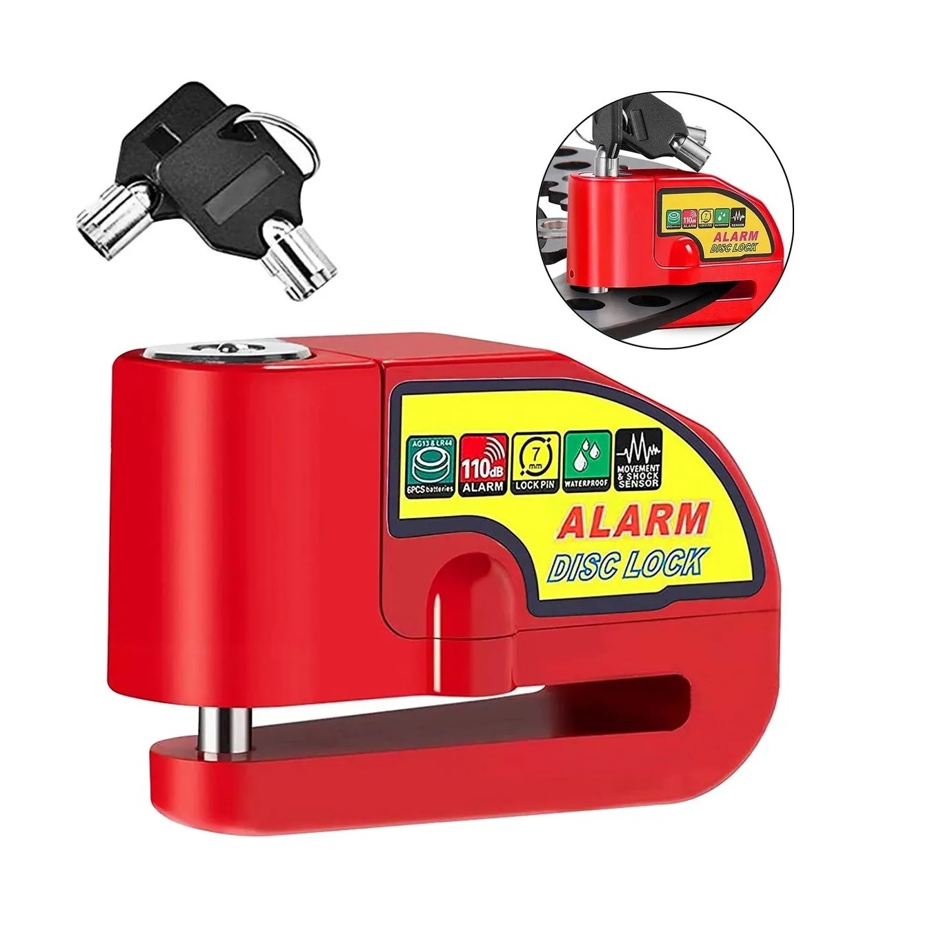 Candado Disco Alarma De Seguridad Moto Accesorios