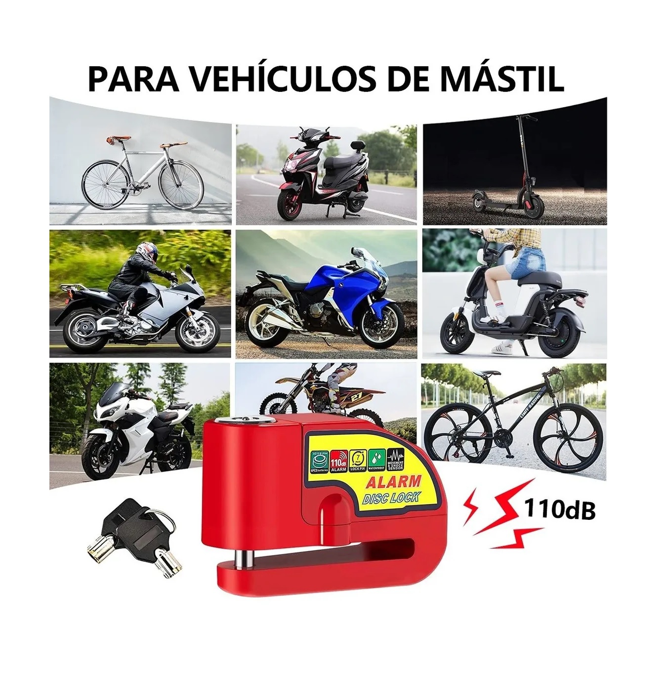 Candado Disco Alarma De Seguridad Moto Accesorios