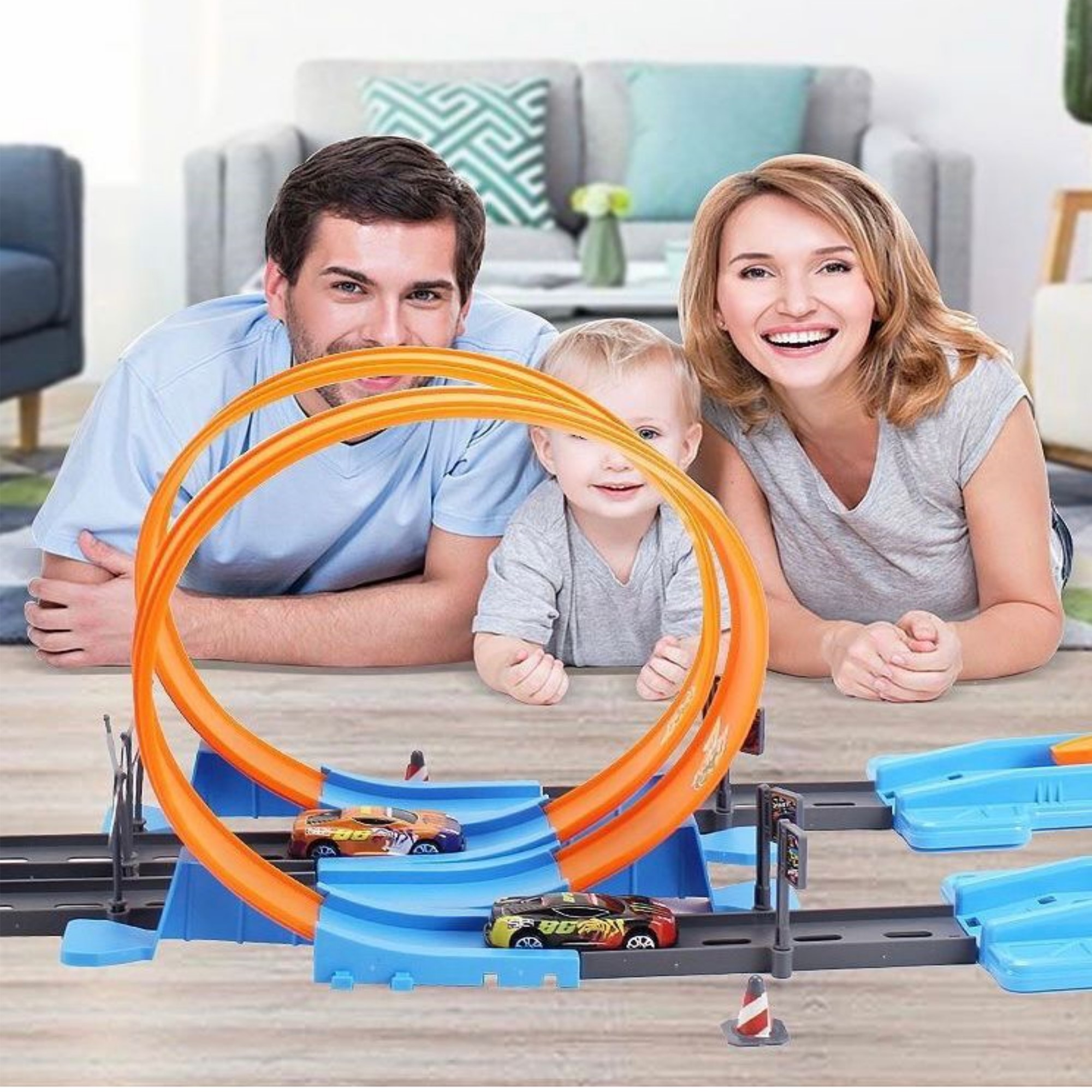 Pista Lanzador De Carros Double Loop Race Track   40 PIEZAS  