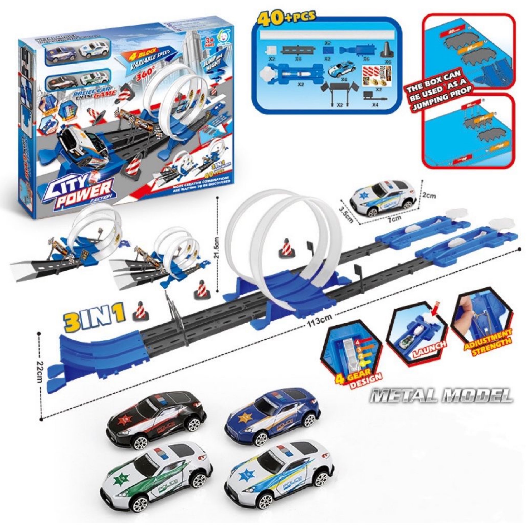 Pista Lanzador De Carros Double Loop Race Track   40 PIEZAS  