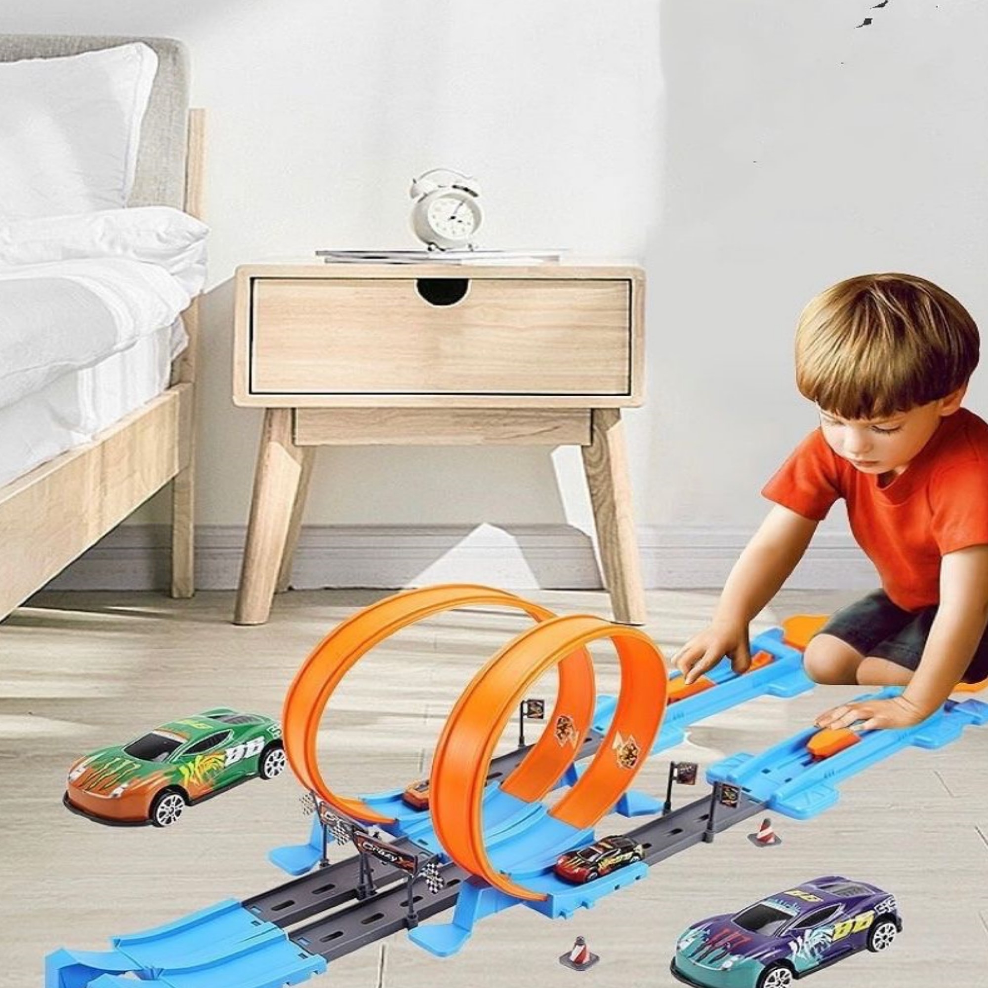 Pista Lanzador De Carros Double Loop Race Track   40 PIEZAS  