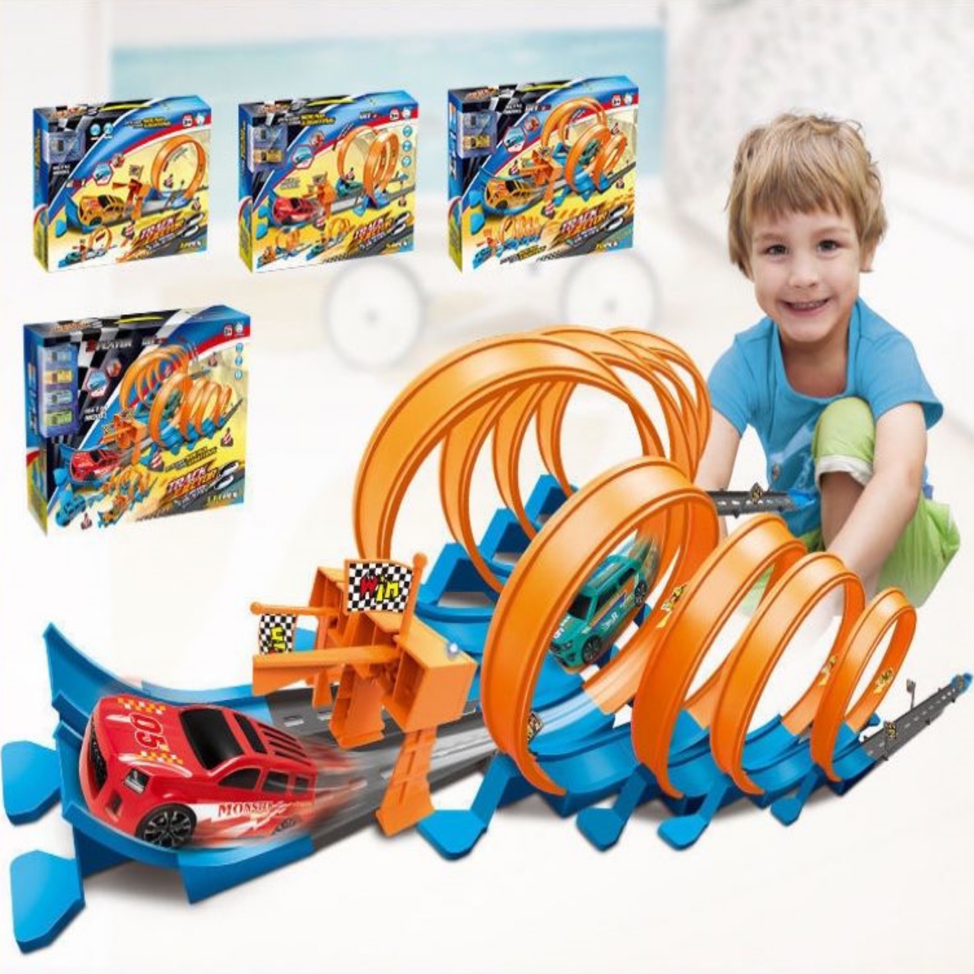 Pista Lanzador De Carros Double Loop Race Track   40 PIEZAS  