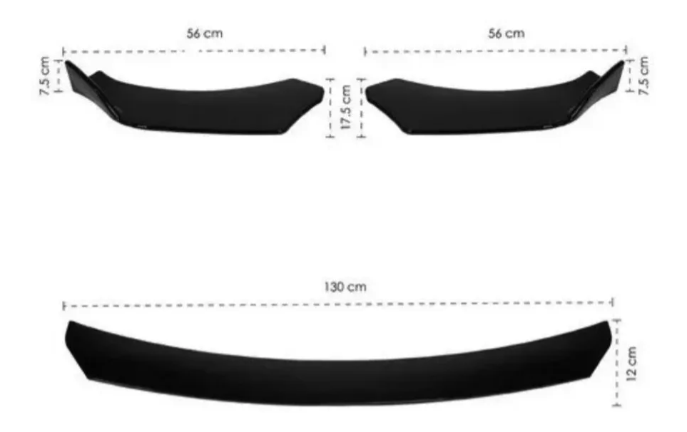 Lip Splitter Universal Plástico Facia Delantero 3 Piezas