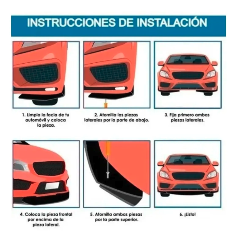 Lip Splitter Universal Plástico Facia Delantero 3 Piezas