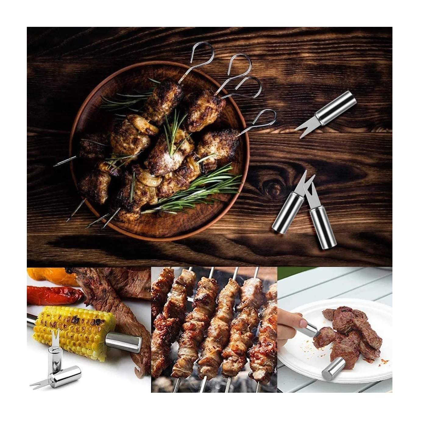 Juego De Utensilios De Acero Inox Para La Parrilla Estuche