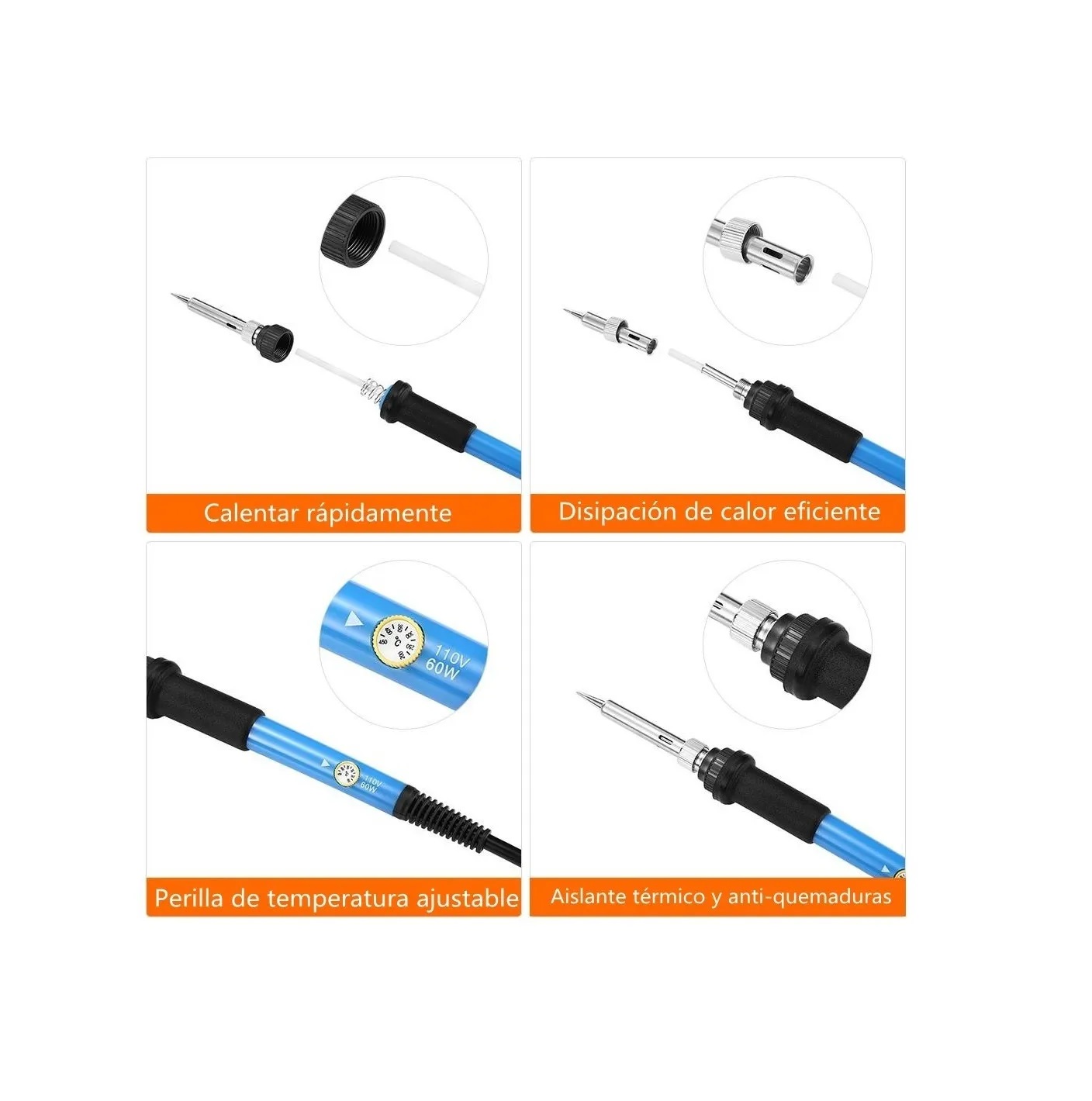 Kit Cautín Soldar Eléctricas 60w Multímetro 5puntas Fijación