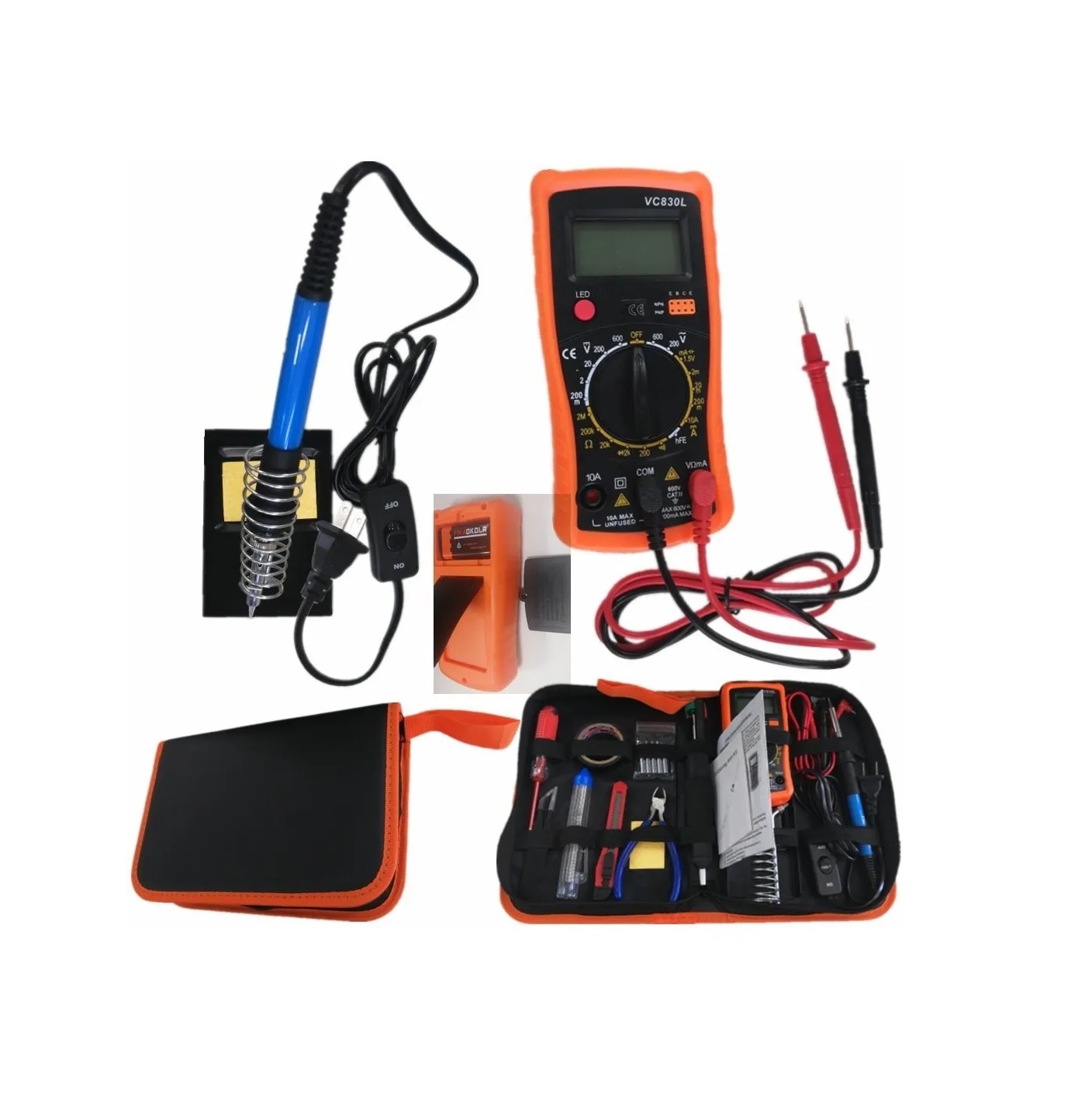 Kit Cautín Soldar Eléctricas 60w Multímetro 5puntas Fijación