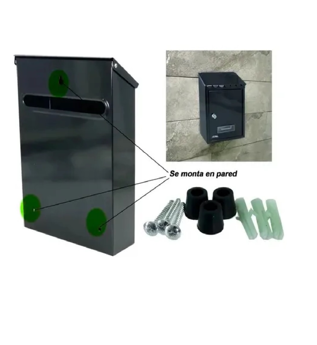 Buzón Para Cartas Con Llave Negro Metálico