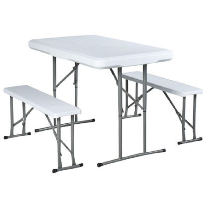 Mesa plegable con bancos plegables para exterior jardin