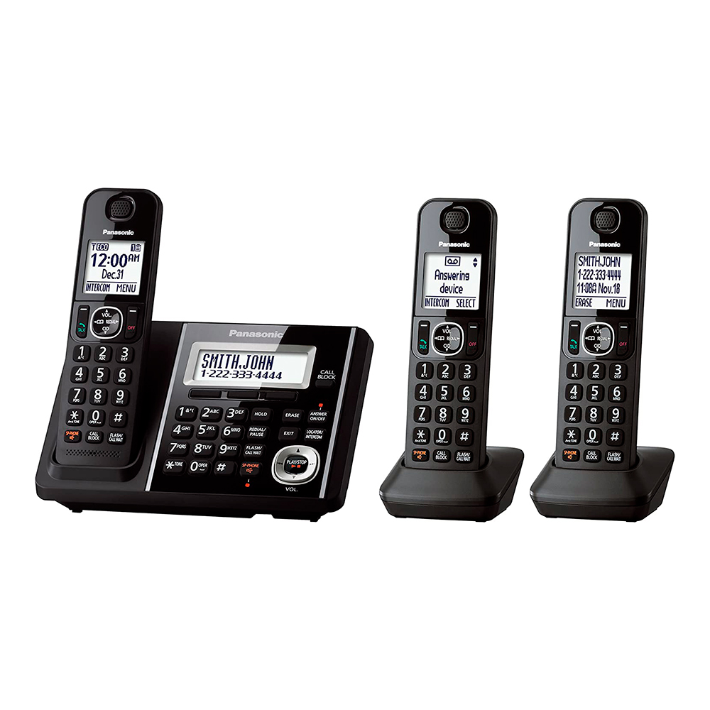 Teléfono Inalámbrico Panasonic KX-TGF343B 3 Auriculares Negro Reacondicionado Grado A