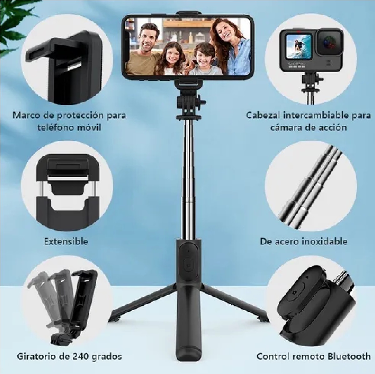 Palo Selfies Trípode Bluetooth Selfie Stick Remoto