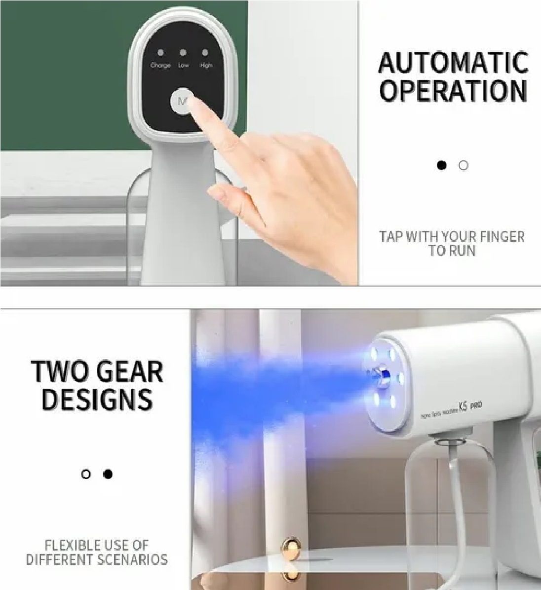 Desinfectante Pistola Sanitizante Nano Blu Spray Inalambrica