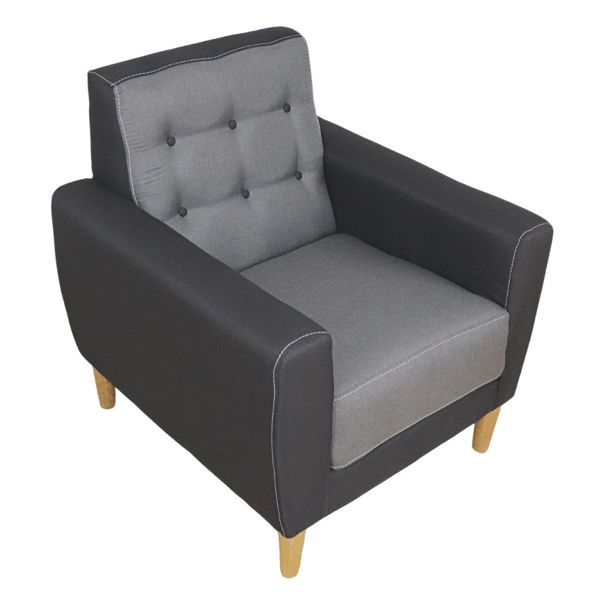 Sillón Moderno Individual Negro con Gris Capri