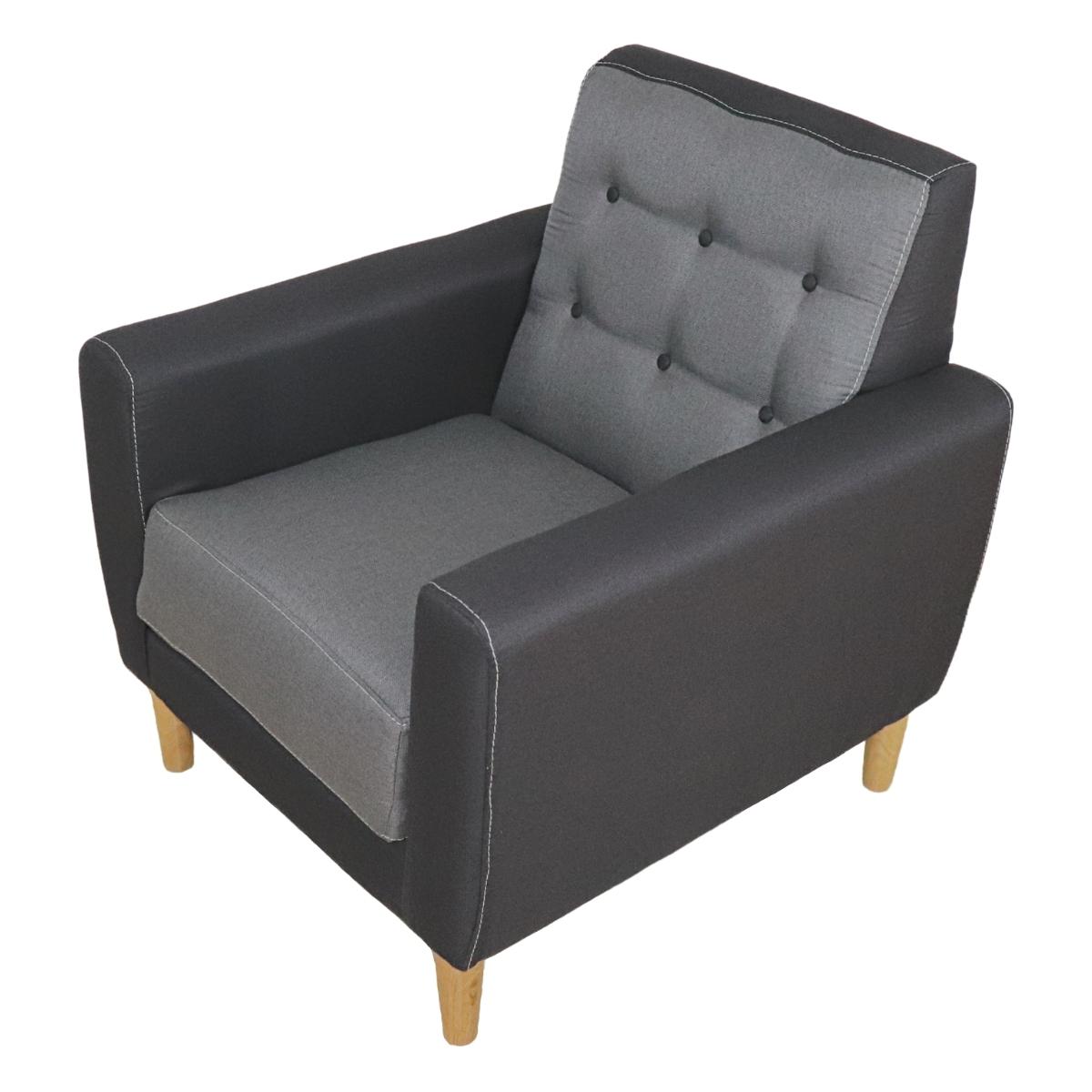 Sillón Moderno Individual Negro con Gris Capri
