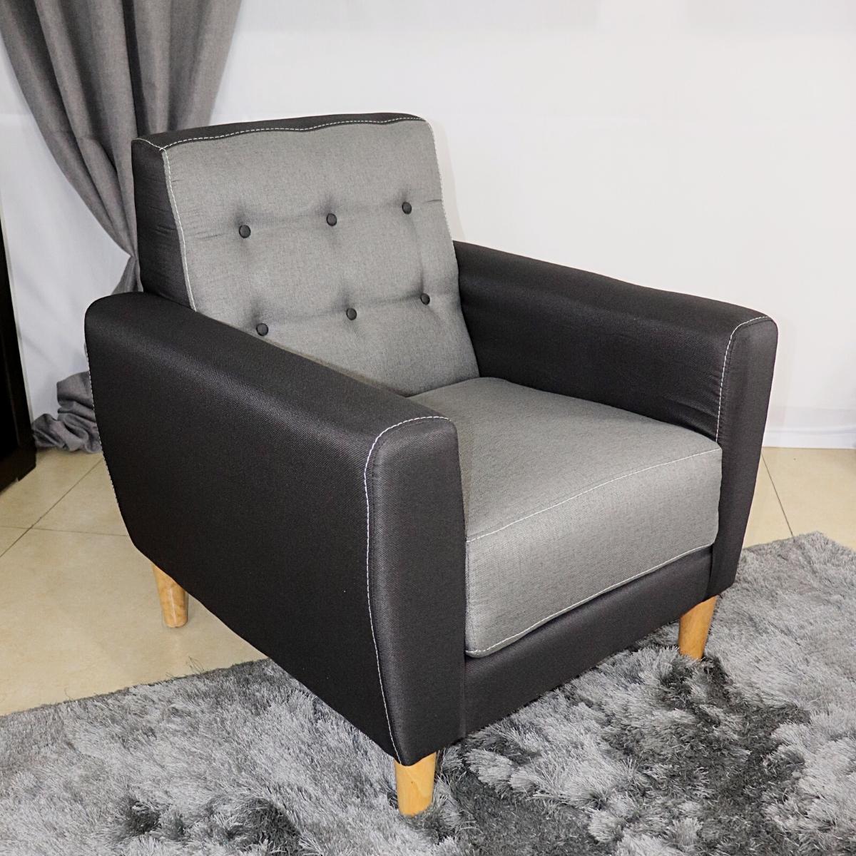 Sillón Moderno Individual Negro con Gris Capri