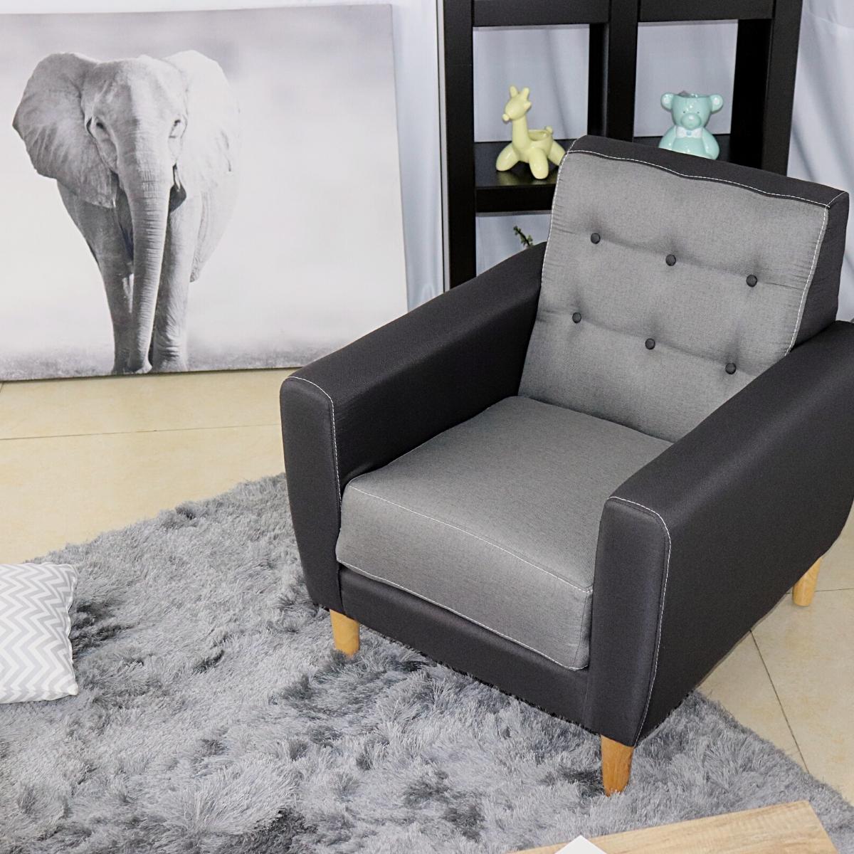 Sillón Moderno Individual Negro con Gris Capri