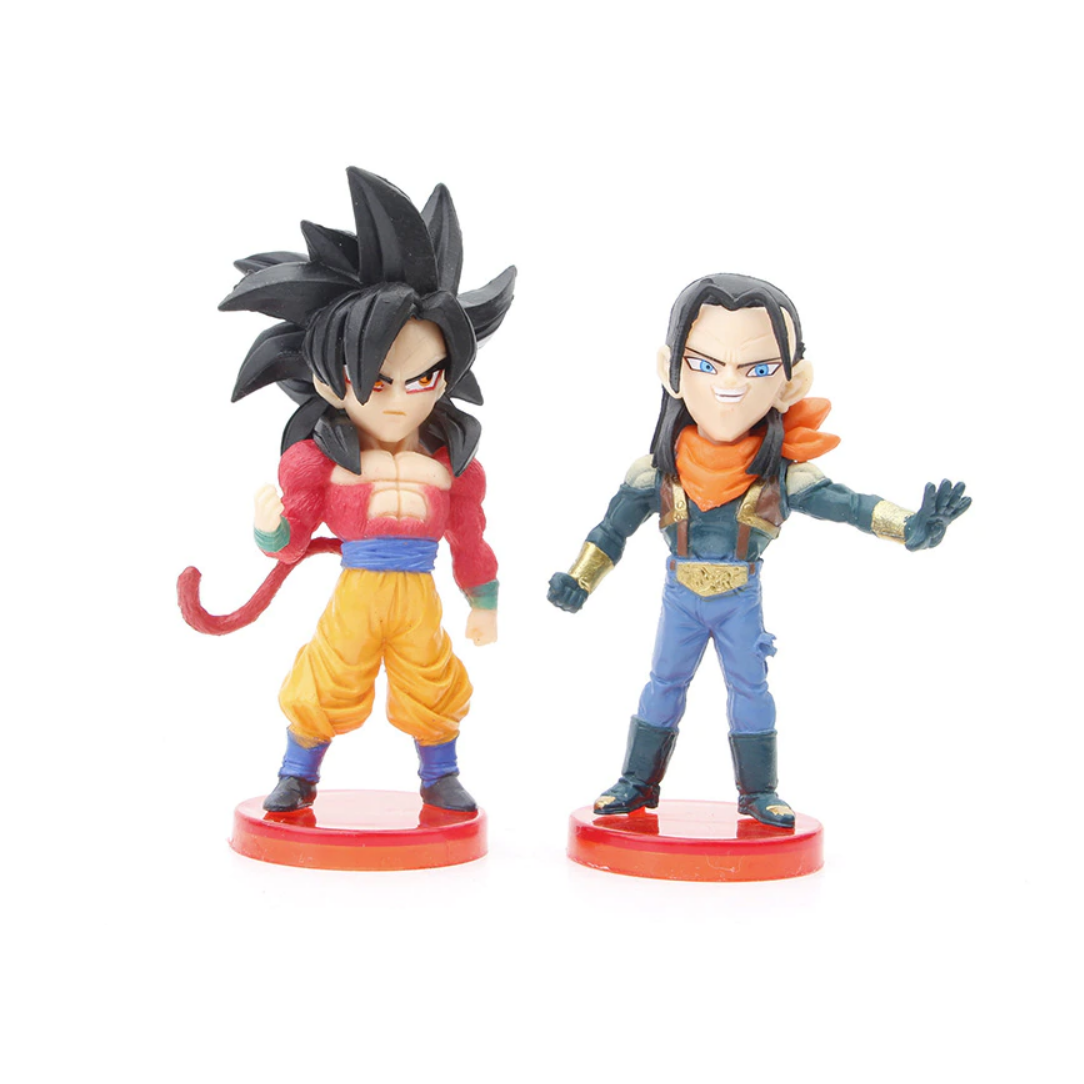 Kit 6 Juguetes Muñecos Dragon Ball GT Goku, Vegeta, Pan, Trunks y No.17