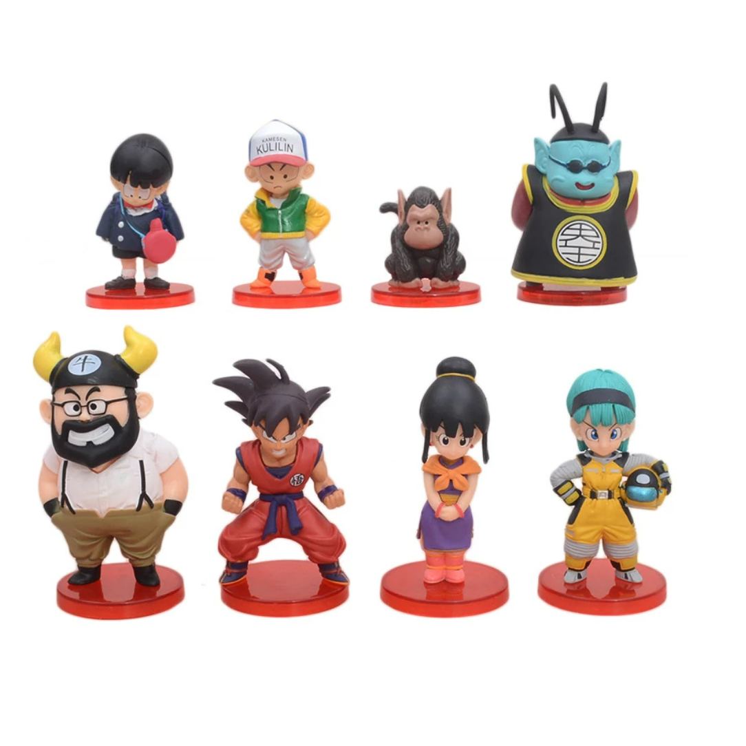 Kit 8 Juguetes Muñecos Dragon Ball Z Goku, Milk, Bulma, Gohan y Krilin