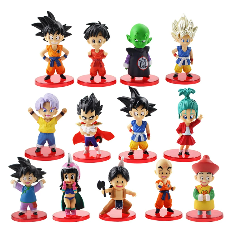 Kit 13 Juguetes Muñecos Dragon Ball Z Goku, Vegeta, Trunks, Dende, Bra,Milk y Krilin