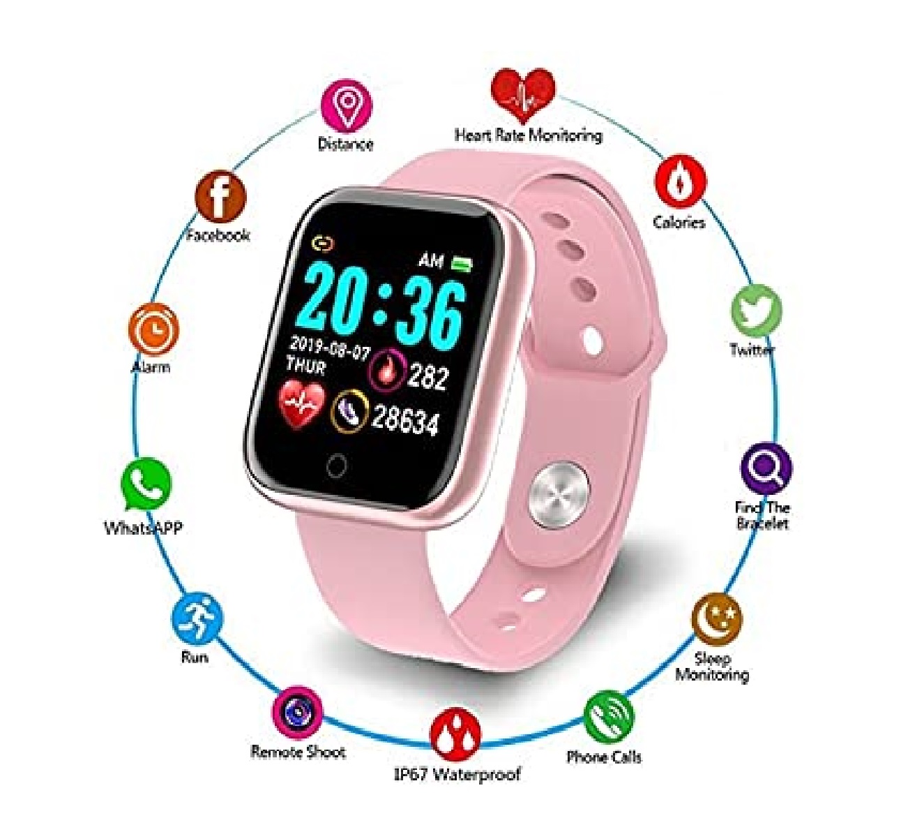 Smartwatch Y68 Goshoppingmx Reloj Inteligente Ejercicio Rosa