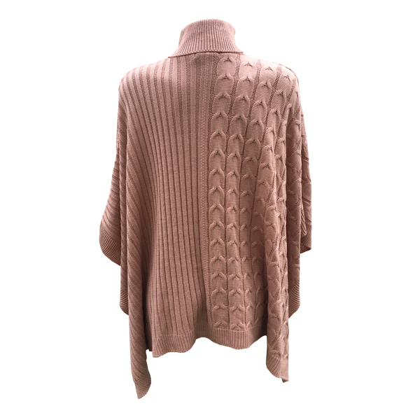 Capa Corta Cuello Alto Poncho para Dama Tela Tejida Color Rosa Pálido