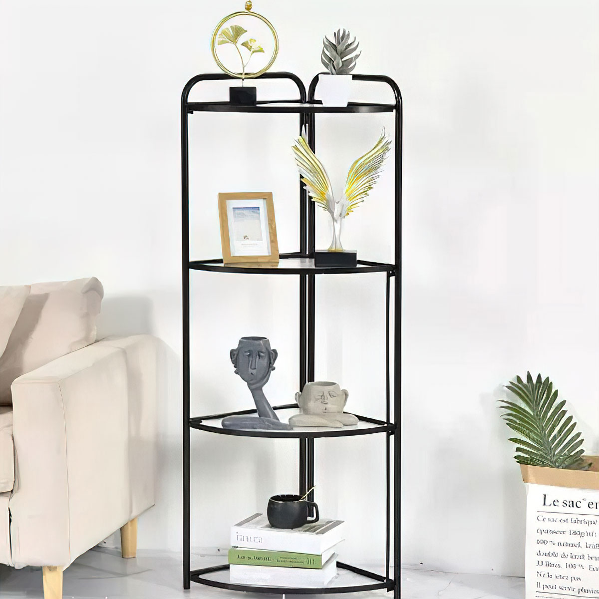 Estante Plegable esquinero de 4 Niveles Organizador de Almacenamiento Multifuncional