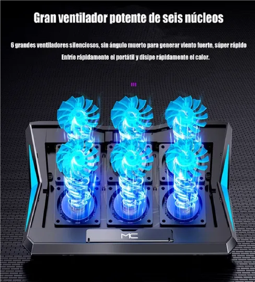 Base Enfriador Laptop Con 6 Ventiladores Externo 2 Usb