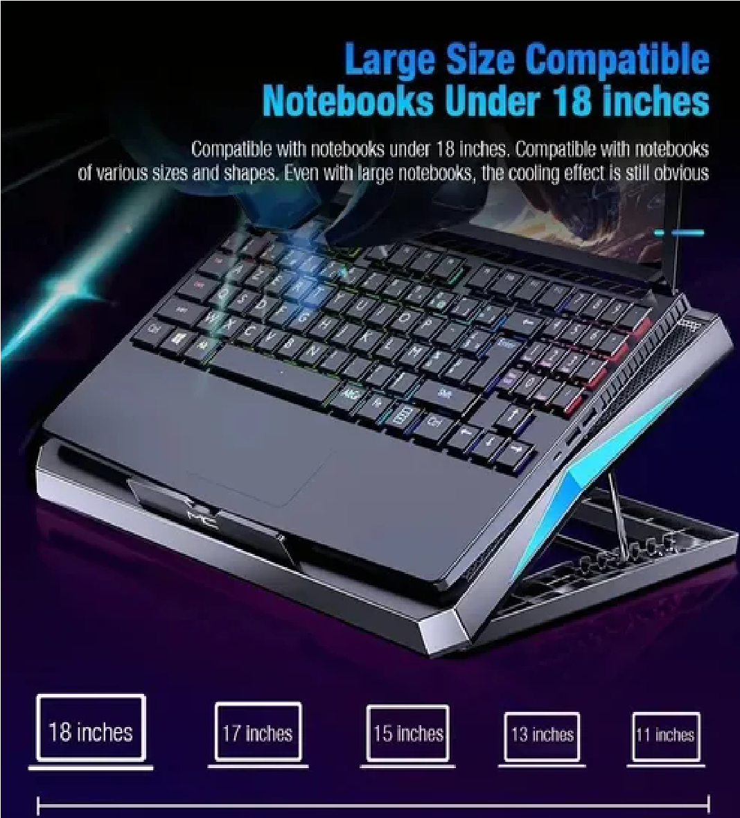 Base Enfriador Laptop Con 6 Ventiladores Externo 2 Usb