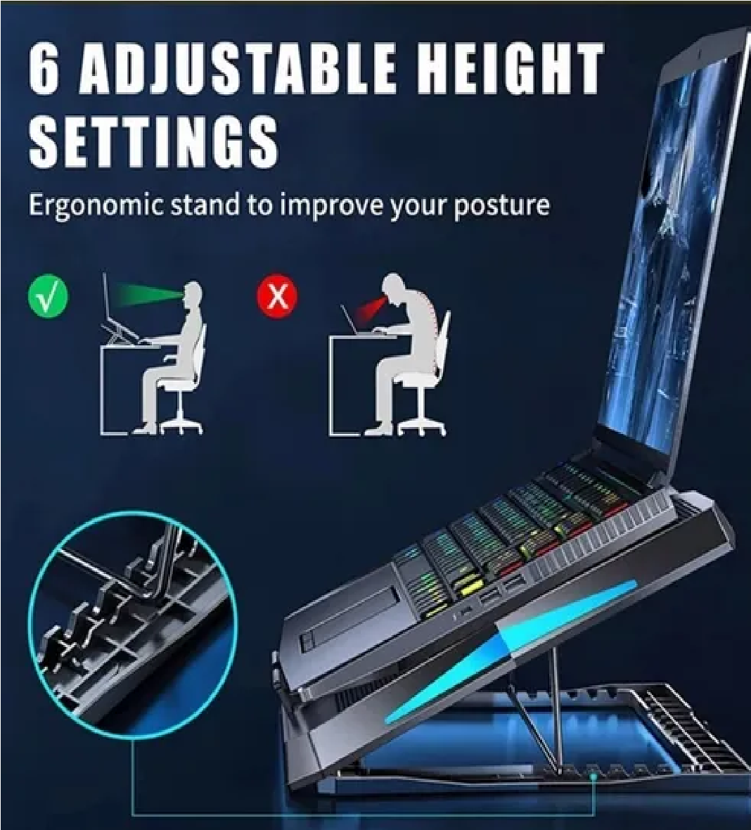 Base Enfriador Laptop Con 6 Ventiladores Externo 2 Usb