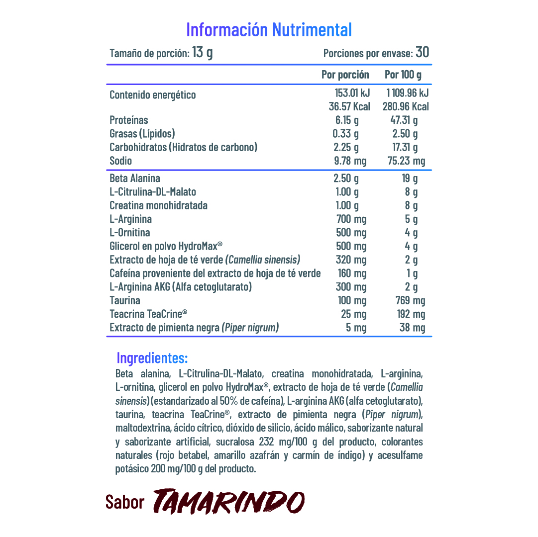 Pre entreno Fit Soul Dynamite Soul Pre-Workout 30 servicios - Tamarindo