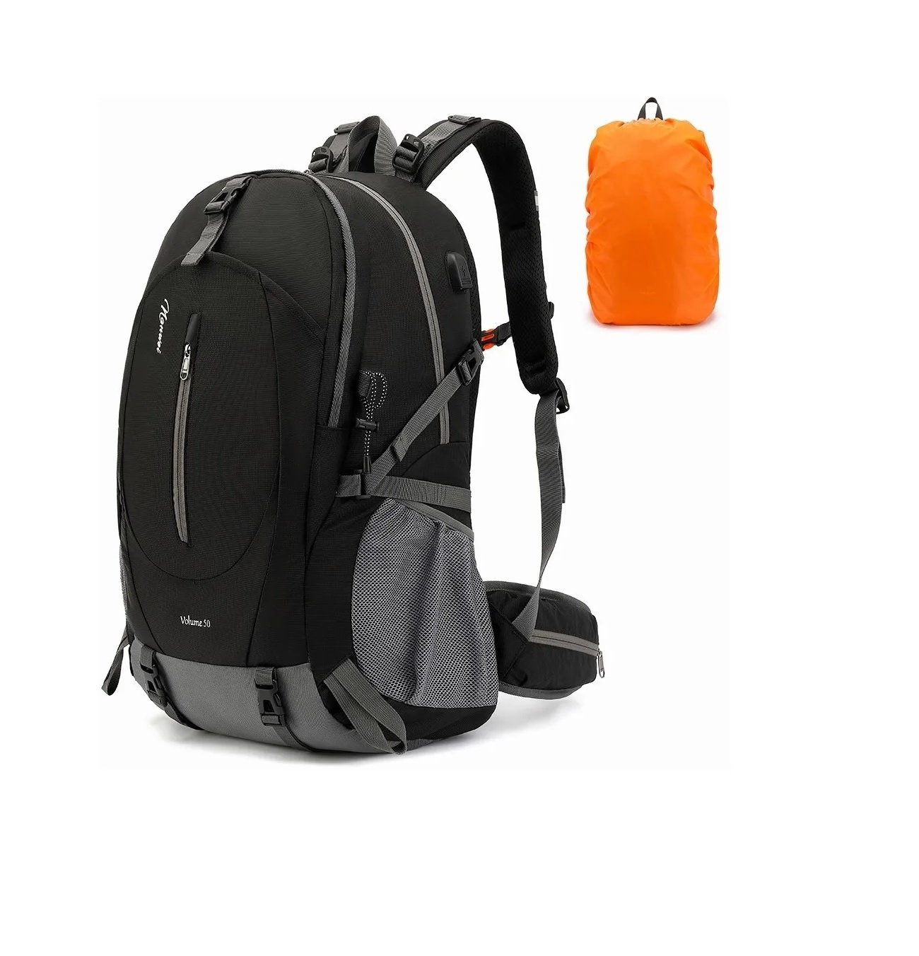 Mochila Impermeable 50l Para Senderismo Montañismo Negra