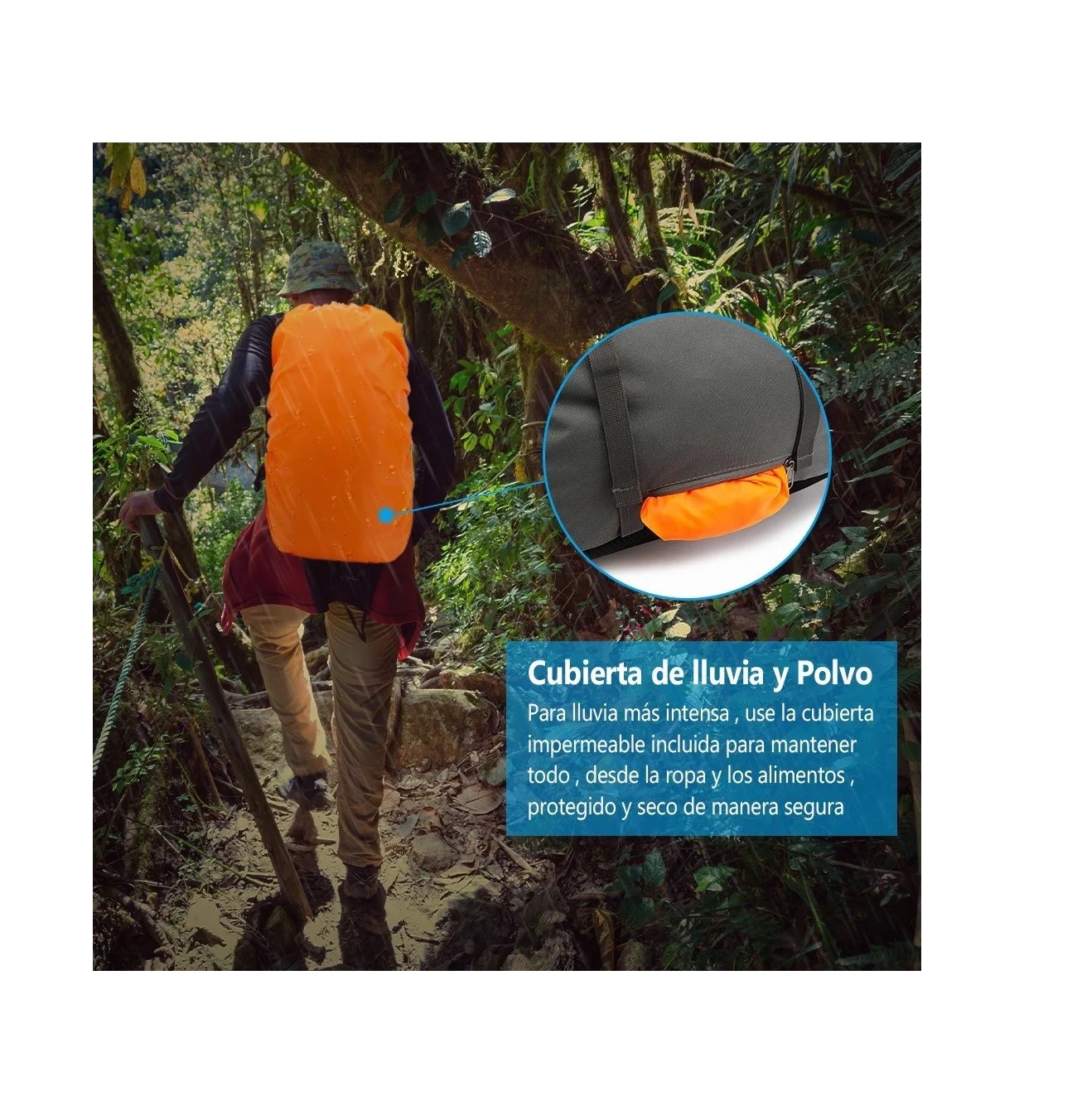 Mochila Impermeable 50l Para Senderismo Montañismo Negra