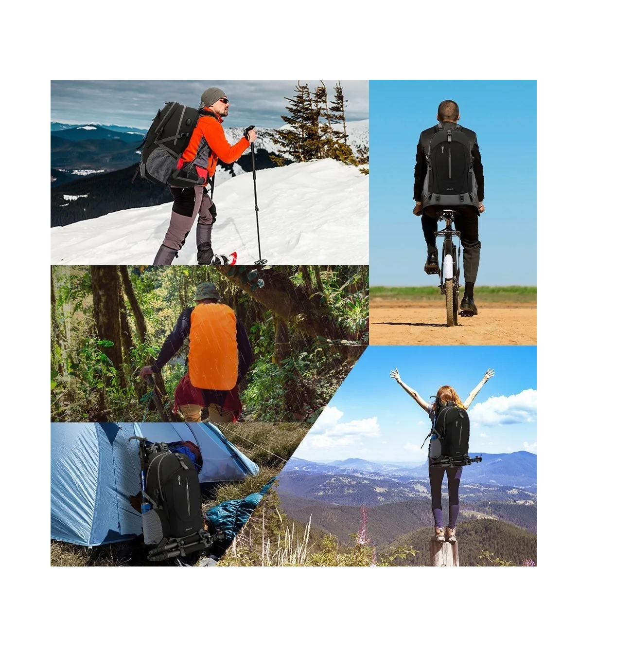 Mochila Impermeable 50l Para Senderismo Montañismo Negra