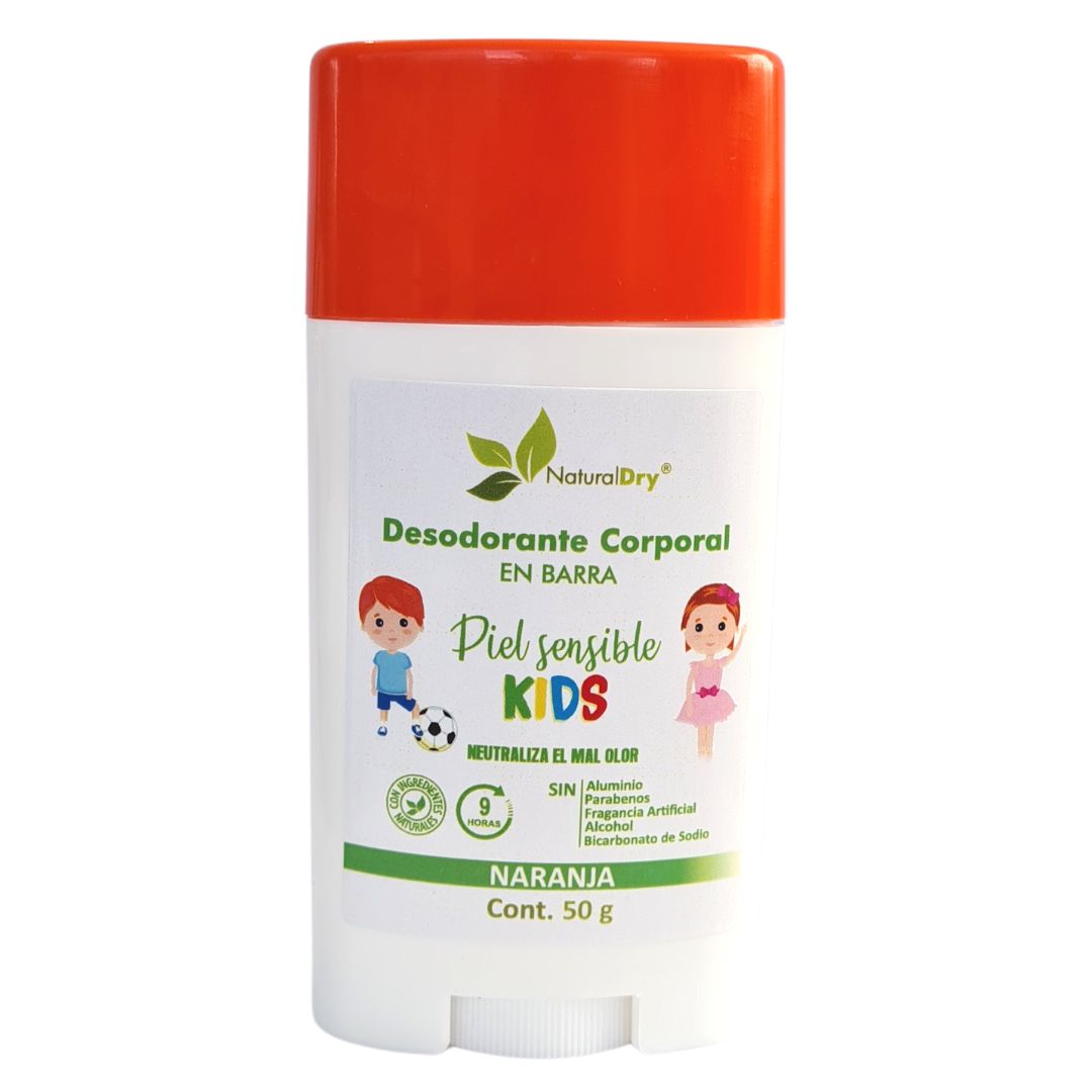 NaturalDry-1 Desodorante corporal en barra piel sensible Kids-Sin aluminio-Neutraliza el mal olor