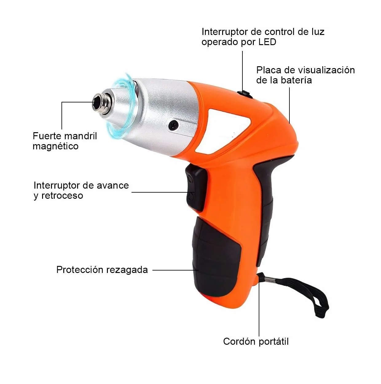 Juego De Destornillador Eléctrico Inalámbrico Naranja Estuche