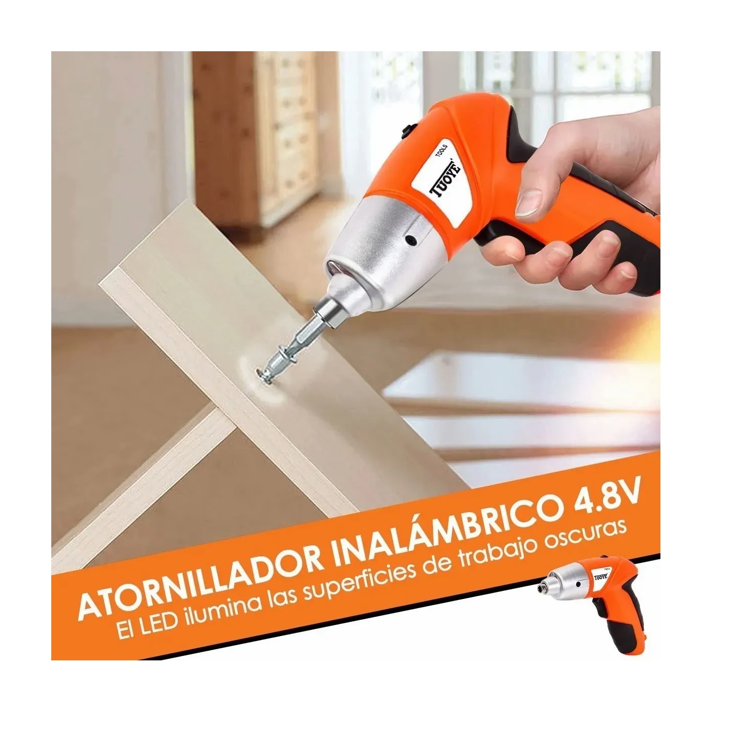 Juego De Destornillador Eléctrico Inalámbrico Naranja Estuche