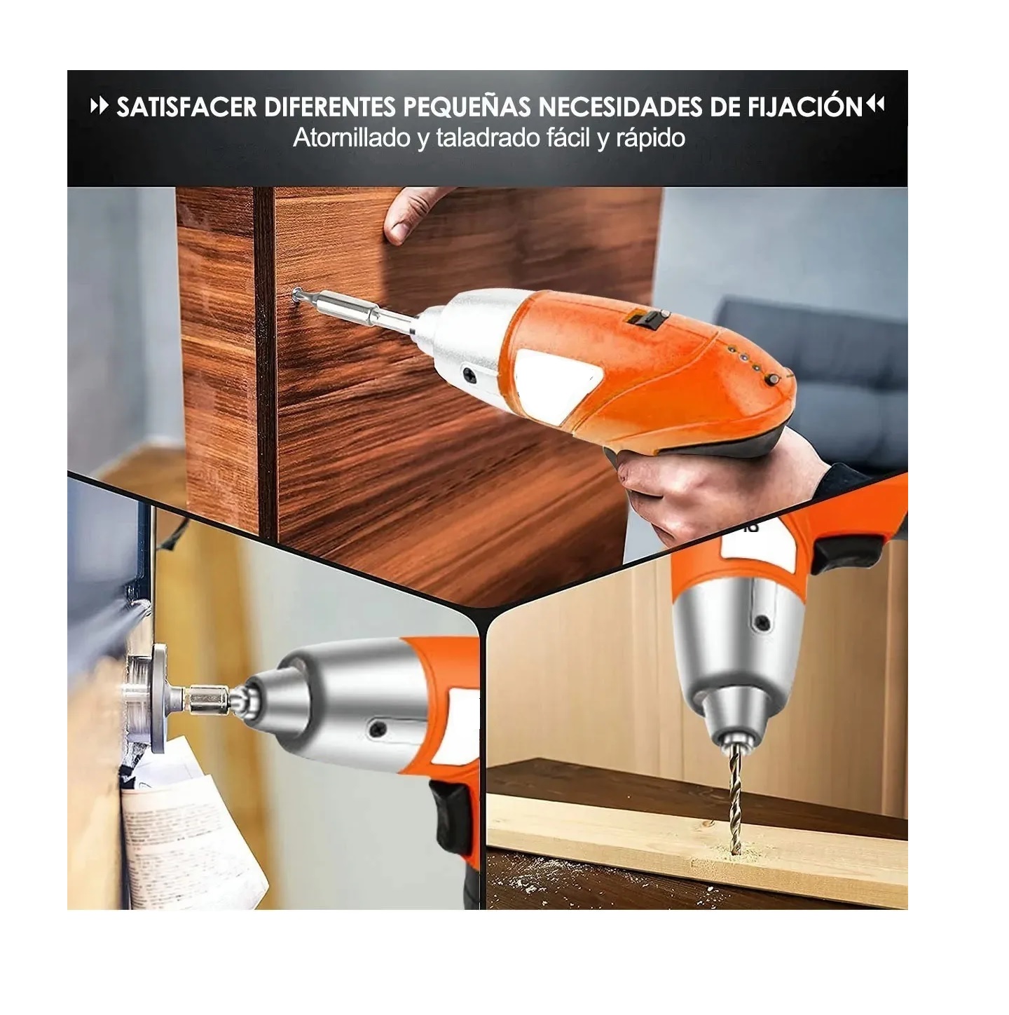 Juego De Destornillador Eléctrico Inalámbrico Naranja Estuche