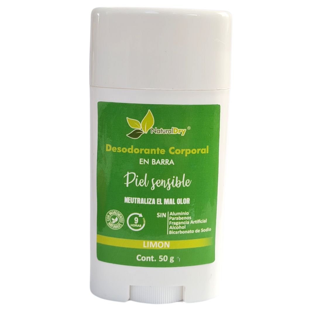 NaturalDry-1 Desodorante corporal en barra piel sensible-Sin aluminio-Neutraliza el mal olor