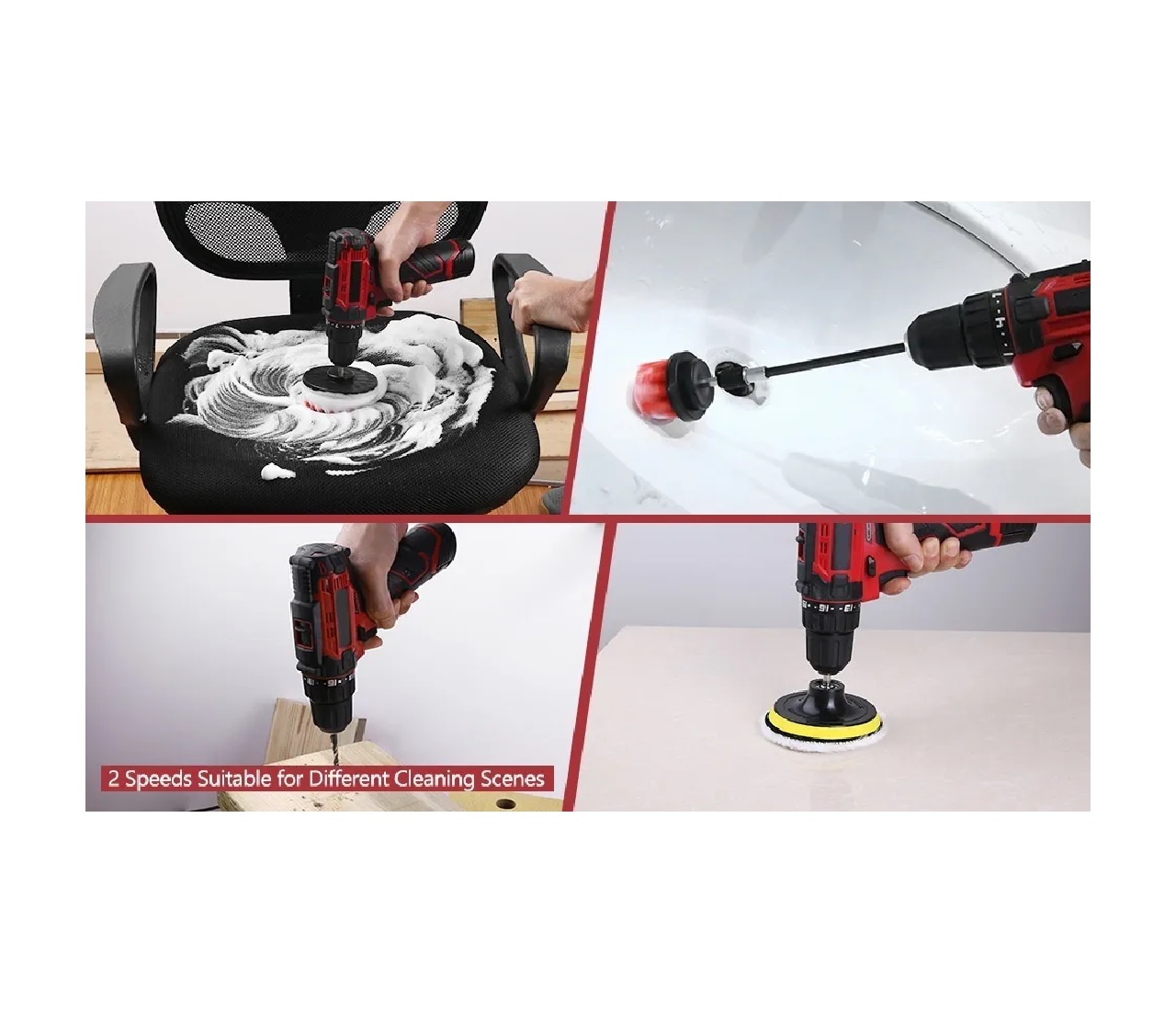 Juego De Taladro Inalámbrico 12v Con Batería Y Cargador Rojo 