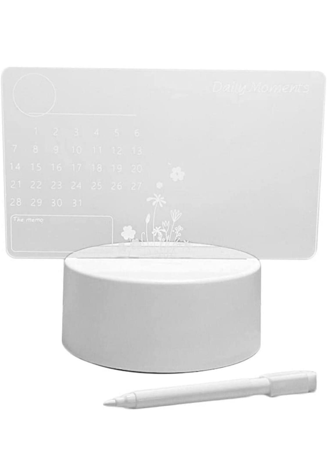 Tablero de notas acrilico luminoso transparente Led incluye boligrafo, mensaje Borrable