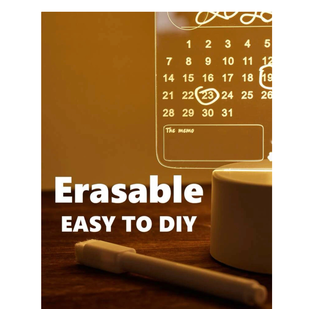 Tablero de notas acrilico luminoso transparente Led incluye boligrafo, mensaje Borrable