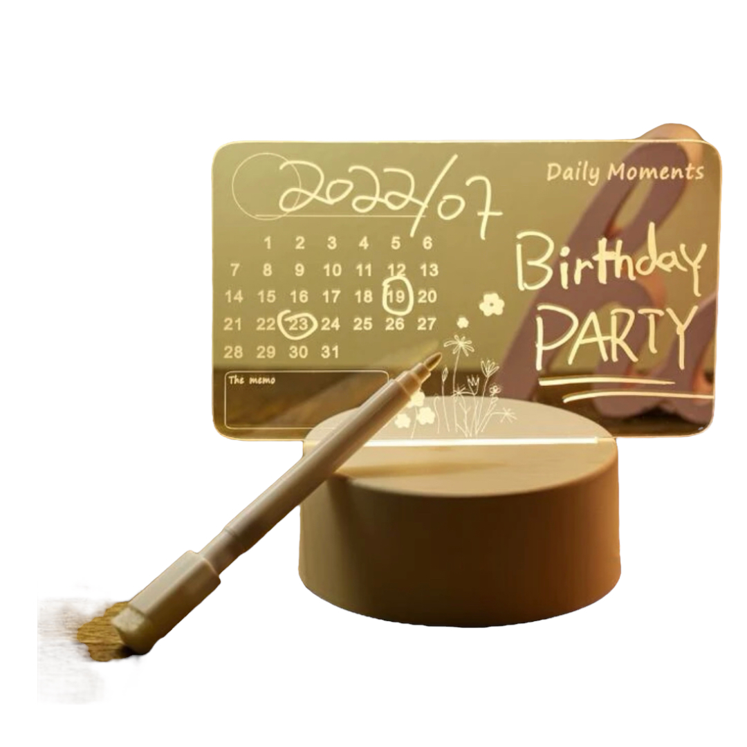 Tablero de notas acrilico luminoso transparente Led incluye boligrafo, mensaje Borrable