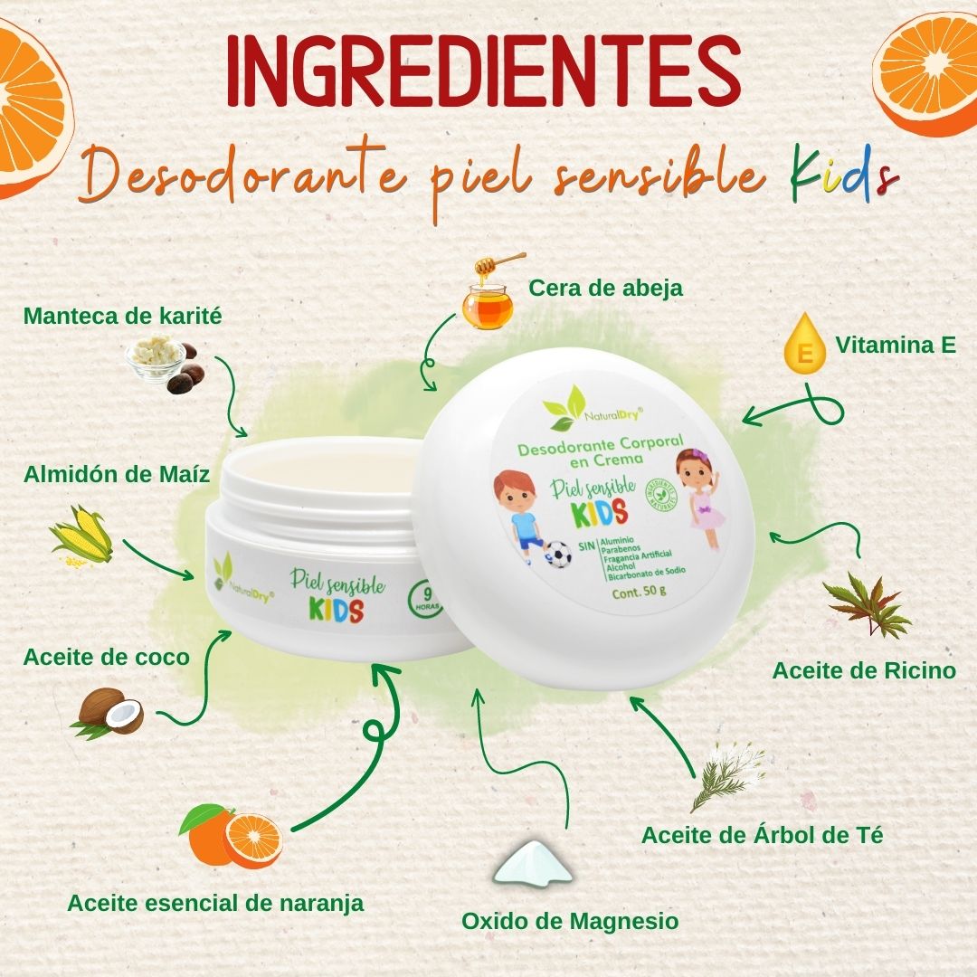 NaturalDry - 3 Desodorantes corporal en crema con 3 aplicadores de madera: 1 para piel sensible fam , 1 para kids piel sensible, 1 Light - Sin aluminio - Neutraliza el mal olor