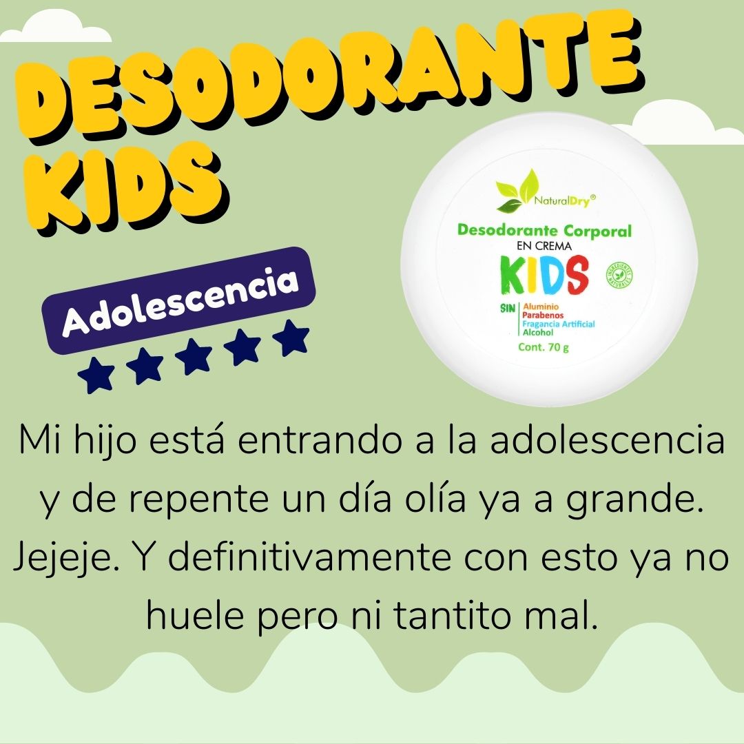 NaturalDry - 3 Desodorantes corporal en crema para niño con 3 aplicadores de madera - Sin aluminio - Neutraliza el mal olor